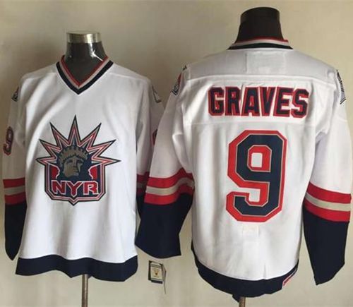 Rangers #9 Adam Graves White CCM Statue of Liberty Stitched NHL Jersey - Click Image to Close